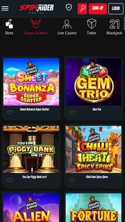 Spin Rider Casino Mobile Drops and Wins