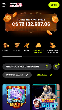 Spin Samurai Casino Mobile Jackpot