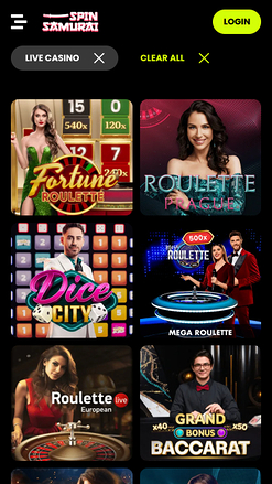 Spin Samurai Casino Mobile Live Dealer