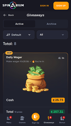 Spinarium Casino Mobile Giveaways