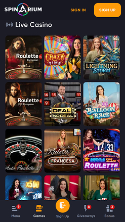 Spinarium Casino Mobile Live Dealer
