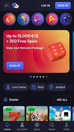 SpinAura Casino mobile homepage