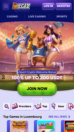 Spinbara Casino Mobile Homepage