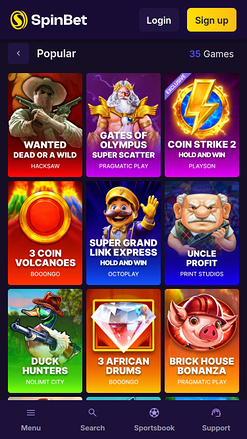 Spinbet Casino Mobile Games