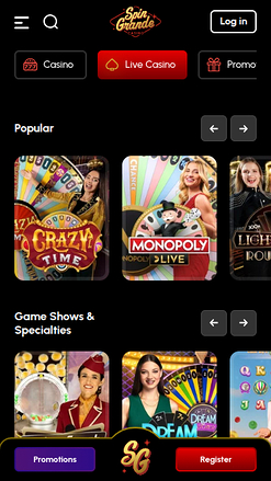 Live Dealers screenshot of Spingrande Casino for Mobile