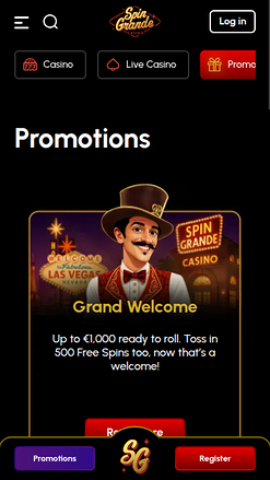 Promotions screenshot of Spingrande Casino for Mobile