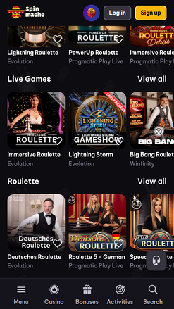 Live Dealers screenshot of Spinmacho Casino for Mobile