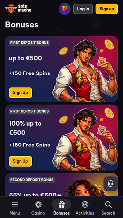 Promotions screenshot of Spinmacho Casino for Mobile