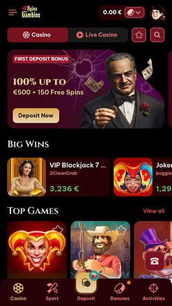 Spinogambino Mobile Homepage