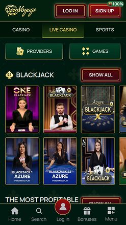 Live Dealers screenshot of SpinVoyage Casino for Mobile