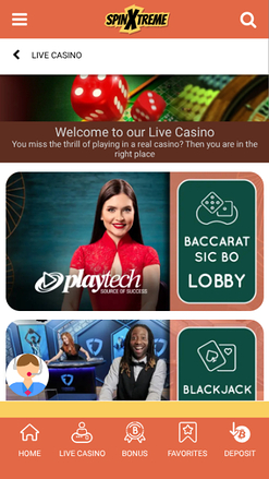 Live Dealers screenshot of SpinXtreme for Mobile