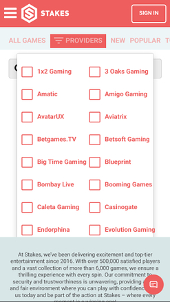 Stakes Casino Mobile Game Developers