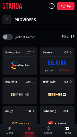 Starda Casino Mobile Game Developers