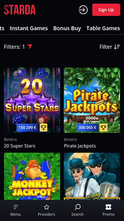 Starda Casino Mobile Jackpot