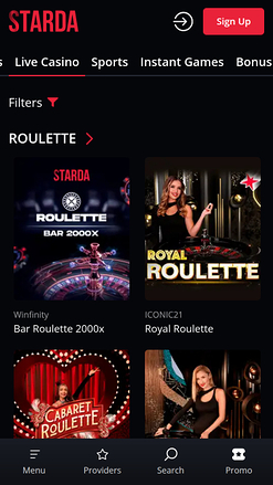 Starda Casino Mobile Live Dealer