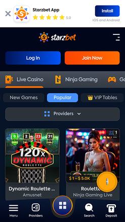 Starzbet Casino Mobile Live Dealer