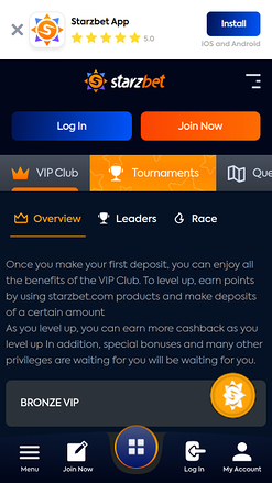 Starzbet Casino Mobile VIP