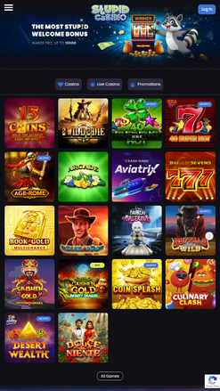 Stupid Casino Mobile Homepage