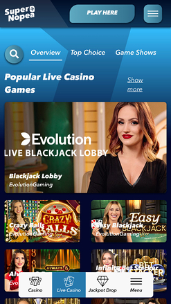 SuperNopea Casino Mobile Live Dealer