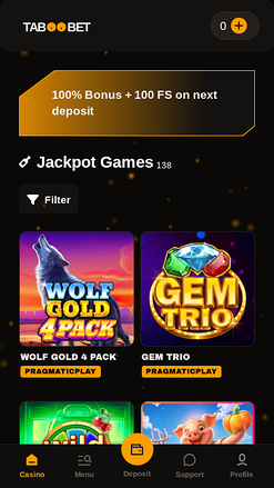  TabooBet Casino Mobile Jackpot