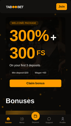 TabooBet Casino Mobile Promotions