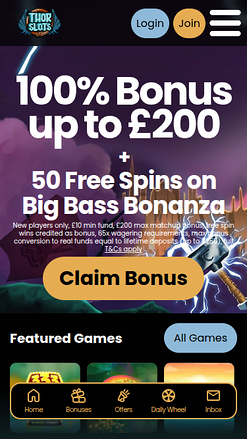 Thor Slots Casino Mobile Homepage