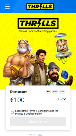 Thrills Casino Mobile Homepage