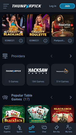 ThunderPick Casino Mobile Game Developers