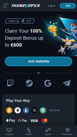 ThunderPick Casino Mobile Homepage