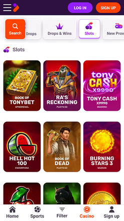 TonyBet Casino Mobile Games