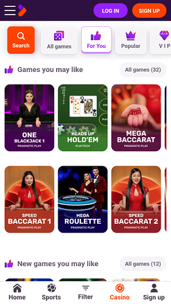 TonyBet Casino Mobile Live Dealer