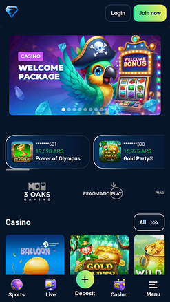 Topacio Casino Mobile Homepage
