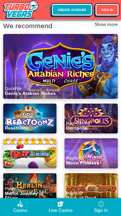 TurboVegas Casino Mobile Games