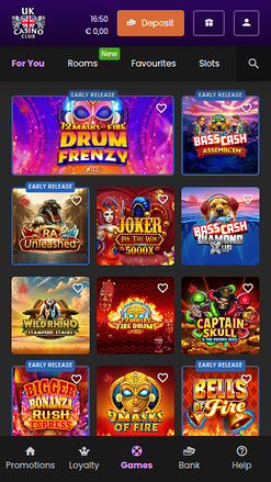 UK Casino Club Mobile Games