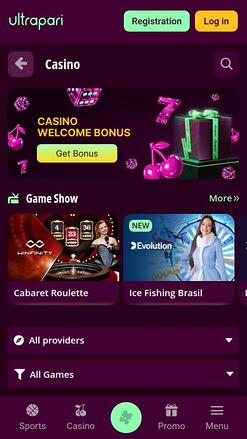 Ultrapari Casino live dealer mobile page