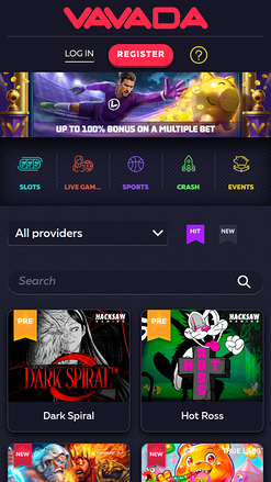 Vavada Casino Mobile Homepage