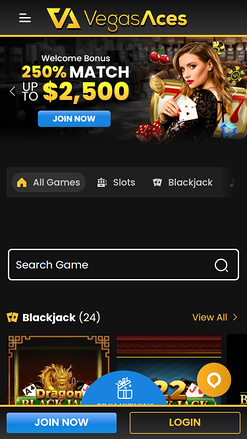Vegas Aces Casino Mobile Homepage
