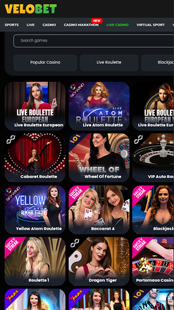 Velobet Mobile Live Dealer
