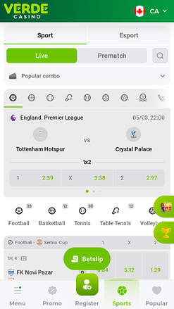 Verde Casino Mobile Sports