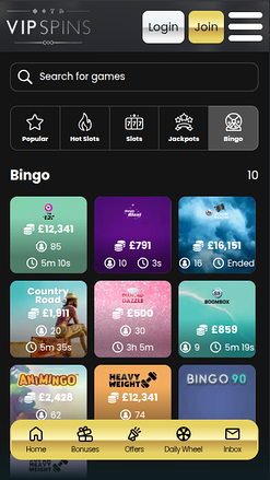 VIP Spins Casino Mobile Bingo