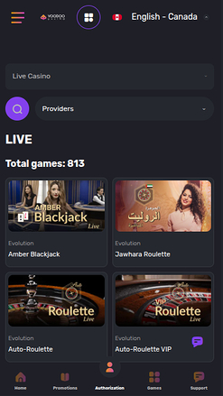 Voodoo Casino Mobile Live Dealer