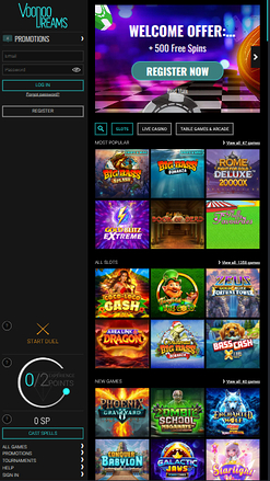VoodooDreams Casino Mobile Homepage