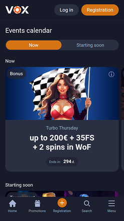 Vox Casino Mobile Events Calendar