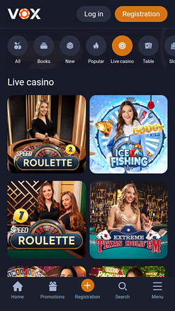 Vox Casino Mobile Live dealer