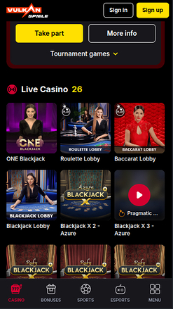Vulkanspiele Casino Mobile Live Dealer