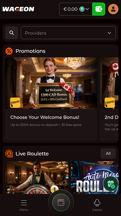 Wageon Casino Mobile Homepage