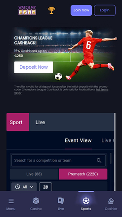 WatchMySpin Casino Mobile Sports