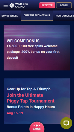Wild Dice Casino Mobile Promotions