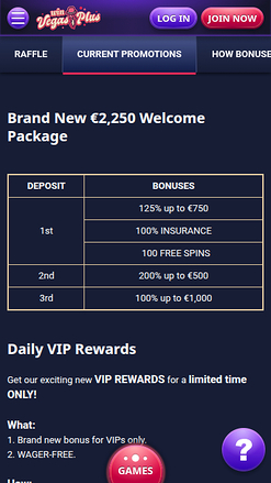 Win Vegasplus Casino Mobile Promotions