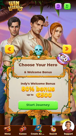 WinLegends Casino Mobile Homepage